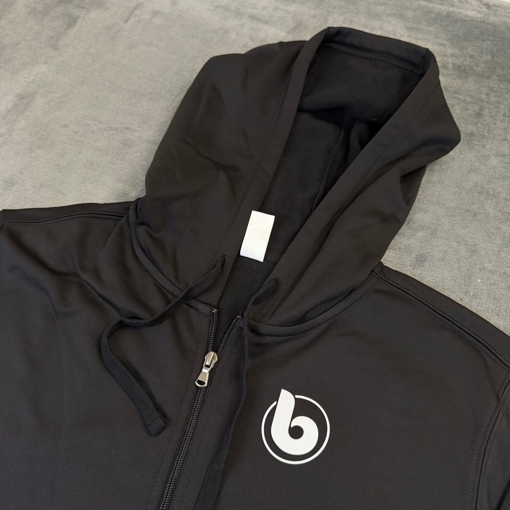BAW Athletic Wear Full Zip Hoodie Mens Medium Black Performance Fleece